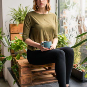 Balonové tričko Zina s 3/4 rukávem khaki Velikost: XL