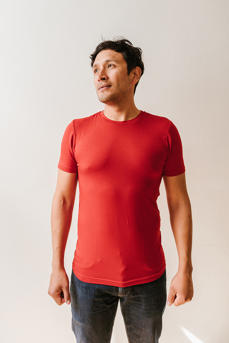 Bambusové tričko Adam tmavě červené s krátkým rukávem Velikost: S