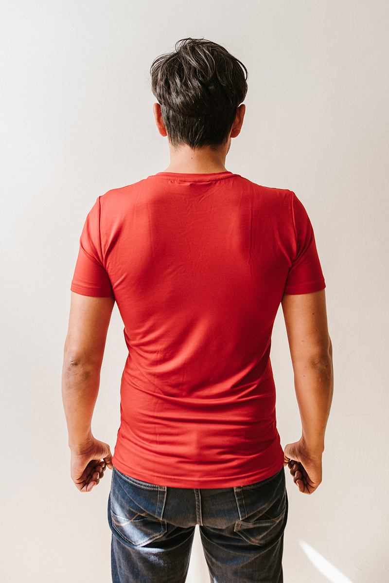 Bambusové tričko Adam tmavě červené s krátkým rukávem Velikost: S