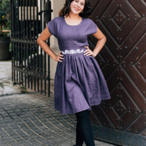 Fialový vyšívaný pásek Srdce Velikost: Předobjednat