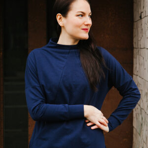 Kojicí mikinošaty Trinity z bambusové teplákoviny tmavě modré Velikost: L