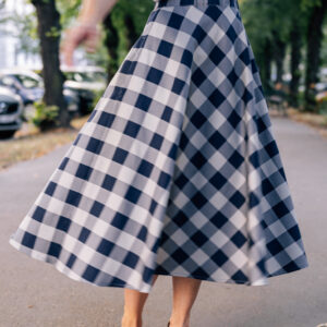 Modro-šedá kostkovaná sukně Bibi midi Velikost: XXS