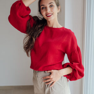 Mušelínová halenka Coco červená Velikost: XL