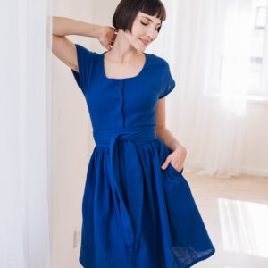 Mušelínové šaty Olivie propínací královsky modré Velikost: M