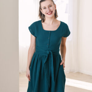 Mušelínové šaty Olivie propínací nefritové Velikost: XL