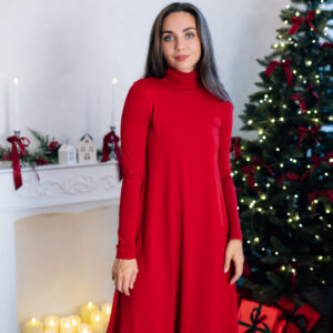 Rolákové bamboo šaty Cecile rozšířené tmavě červené Velikost: S