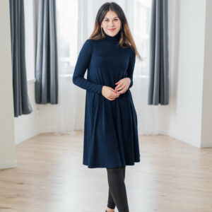 Rolákové bamboo šaty Cecile rozšířené tmavě modré Velikost: L