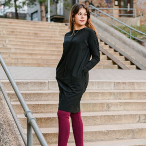 Šaty Lena černé s dlouhým rukávem z biobavlny Velikost: S