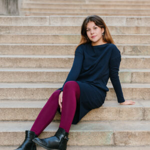 Šaty Lena tmavě modré s dlouhým rukávem z biobavlny Velikost: L