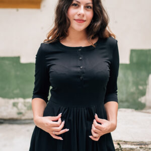 Šaty Sandra s 3/4 rukávem černé Velikost: XXS