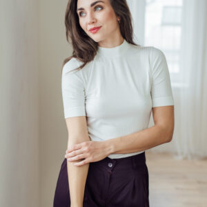 Žebrované tričko Rue po loket bílé Velikost: XL