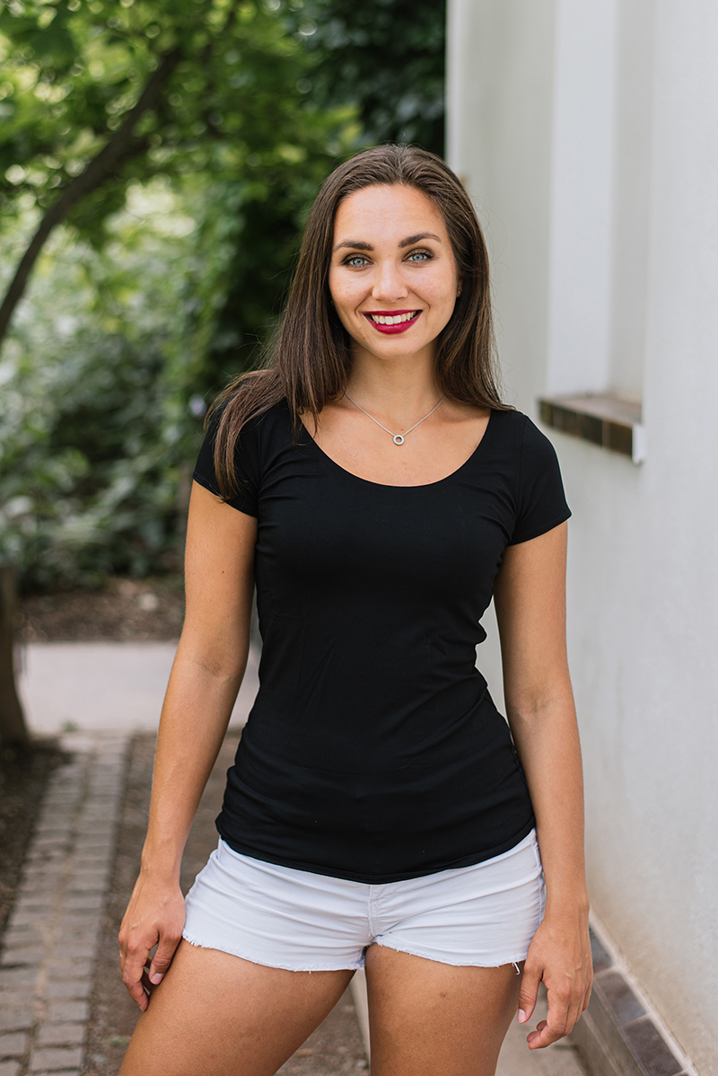 Bamboo tričko Rozálie s kr. rukávem černé Velikost: XL