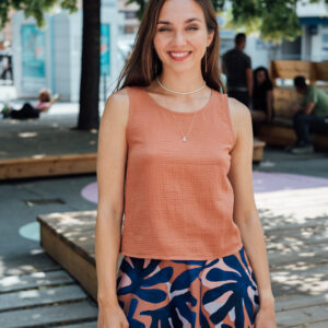 Mušelínový top Rory hnědý Velikost: XL