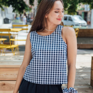 Top Frida modrá kostka Velikost: L/XL