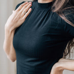 Žebrované tričko Rue po loket černé Velikost: XL