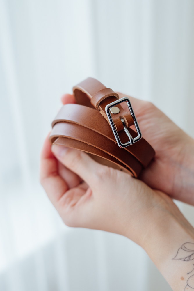 Hnědý kožený pásek světlý ořech Velikost: XL/XXL