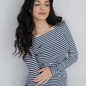 Bamboo tričko Amabile s dl. rukávem modro-bílý tenčí proužek Velikost: XL