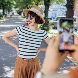 Bamboo tričko Dorothea s kr. rukávem modro smetanový proužek Velikost: M