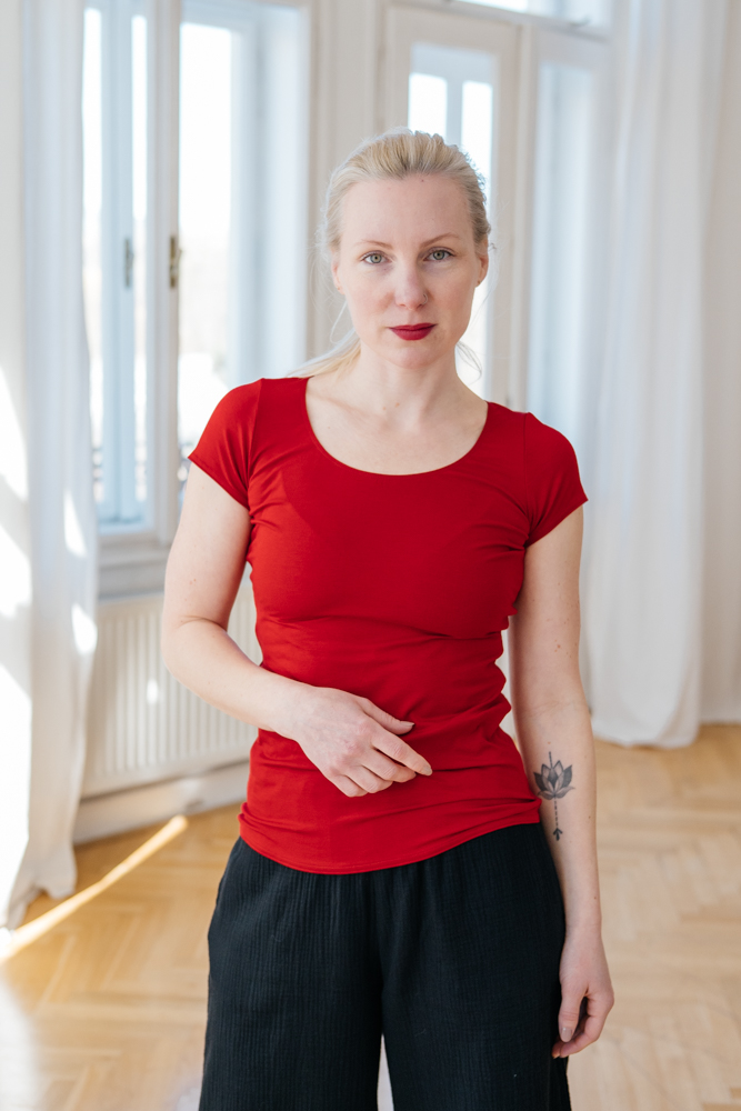 Bamboo tričko Marta s kr. rukávem tmavě červené Velikost: XL