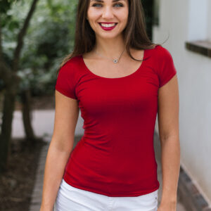 Bamboo tričko Rozálie s kr. rukávem tmavě červené Velikost: L