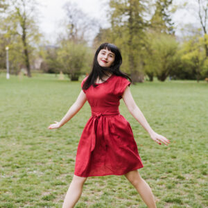 Lněné šaty Olivie červené Velikost: XXS