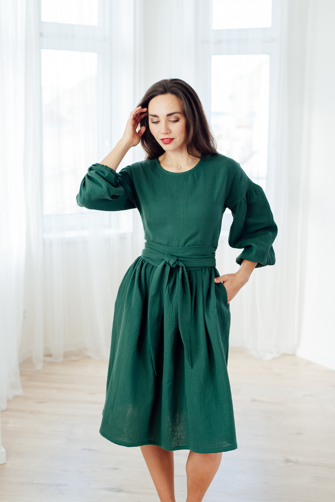 Mušelínové šaty Coco tmavě zelené Velikost: L