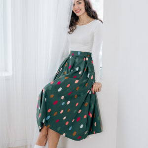 Sukně Marion zelená s puntíky Velikost: L