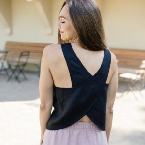 Top Frida černý len Velikost: M/L