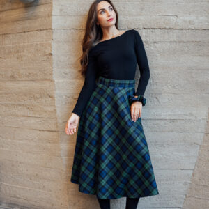 Zeleno-modrá tartanová sukně Bibi midi Velikost: XXS