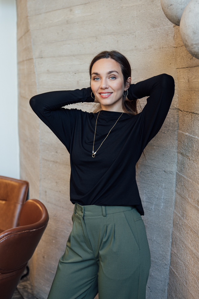 Bamboo tričko Aria s dl. rukávem černé Velikost: XL