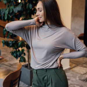 Bamboo tričko Aria s dl. rukávem šedohnědé Velikost: L