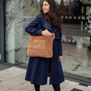 Manšestrová taška Shopper hnědá