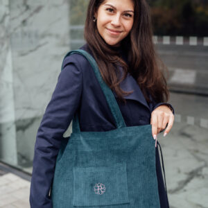 Manšestrová taška Shopper nefritová