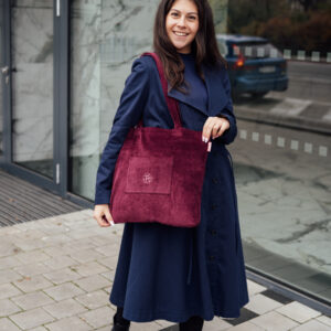 Manšestrová taška Shopper vínová