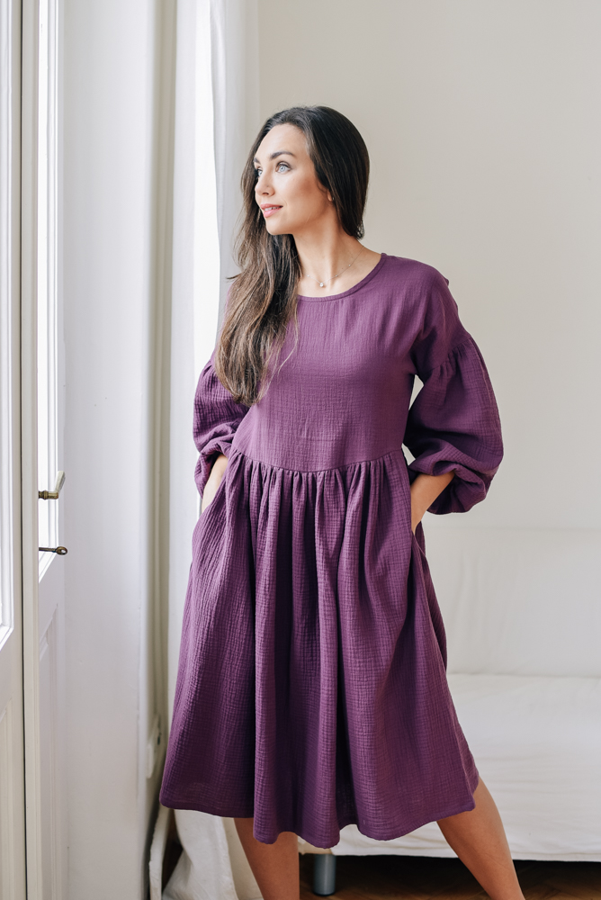 Mušelínové šaty Coco borůvkové Velikost: XL