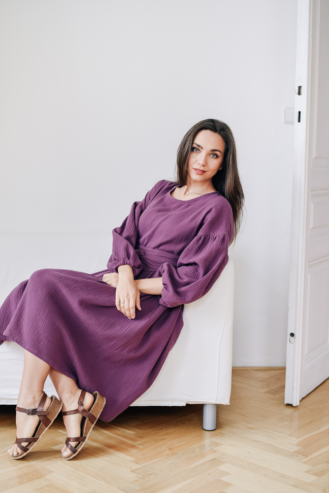 Mušelínové šaty Coco borůvkové Velikost: XL