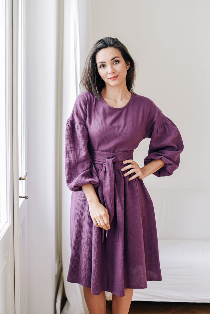 Mušelínové šaty Coco borůvkové Velikost: XL