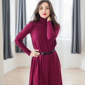 Rolákové bamboo šaty Cecile rozšířené bordó-vínové Velikost: XL