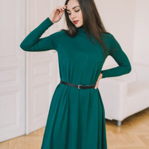 Rolákové bamboo šaty Cecile rozšířené tmavě zelené Velikost: XL