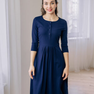 Šaty Sandra s 3/4 rukávem tmavě modré Velikost: XS