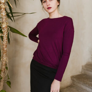 Balonové tričko Zina s dl. rukávem švestkově fialové Velikost: XS/S