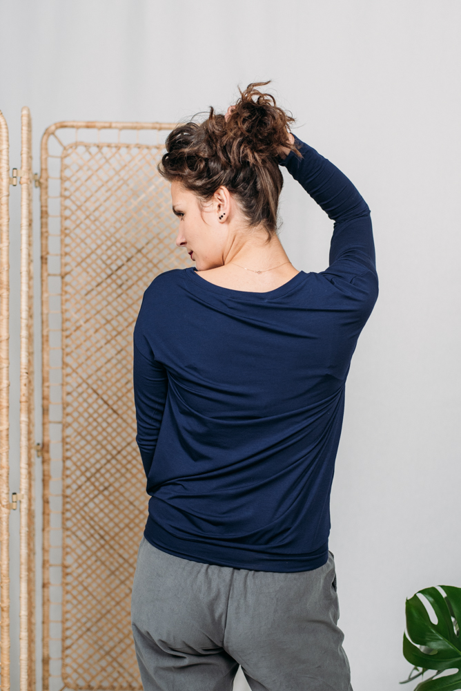 Balonové tričko Zina s dl. rukávem tmavě modré Velikost: XS/S