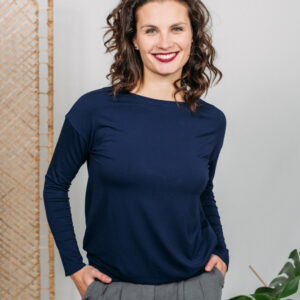 Balonové tričko Zina s dl. rukávem tmavě modré Velikost: L/XL