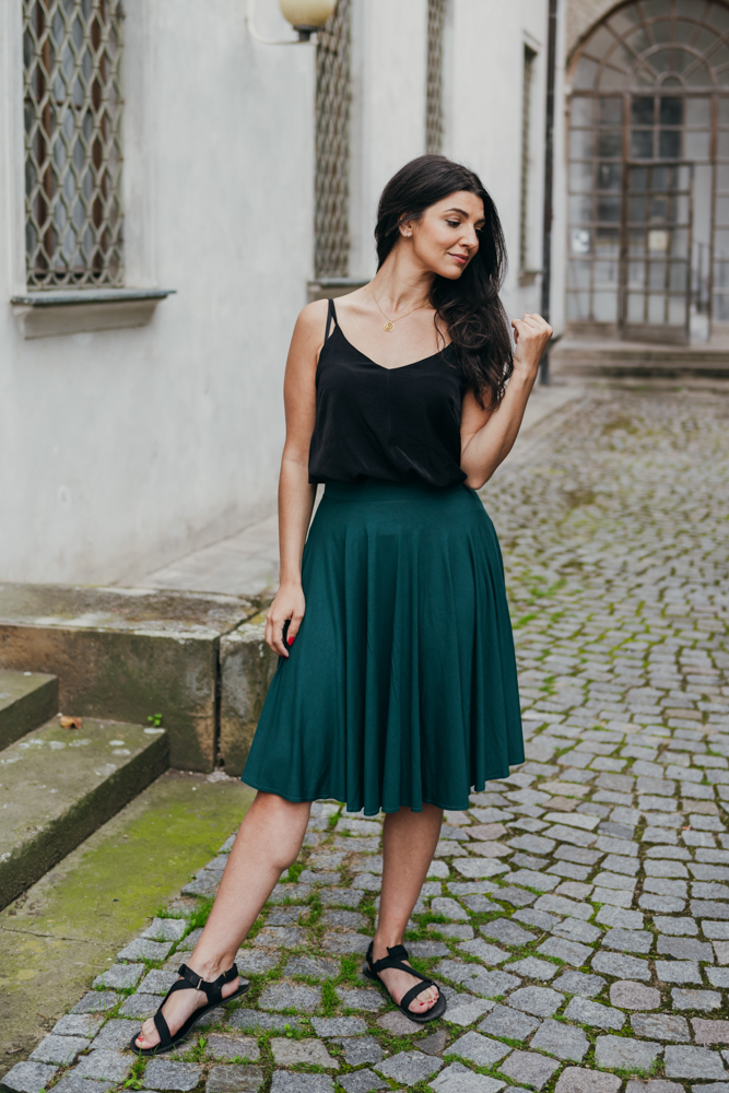 Bambusová kolová sukně Isa tmavě zelená Velikost: XL