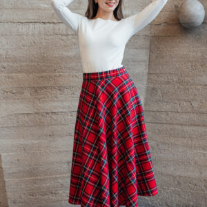 Červená tartanová sukně Bibi midi Velikost: S