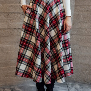 Červeno-bílá tartanová sukně Bibi midi Velikost: XS