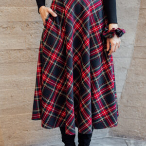 Červeno-černá tartanová sukně Bibi midi Velikost: XXS