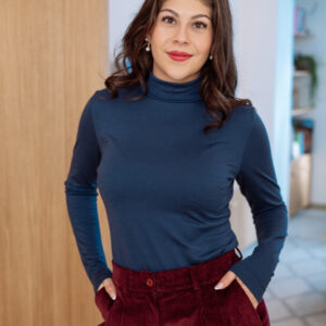 Merino rolák Astrid s dl. rukávem modrý Velikost: XL