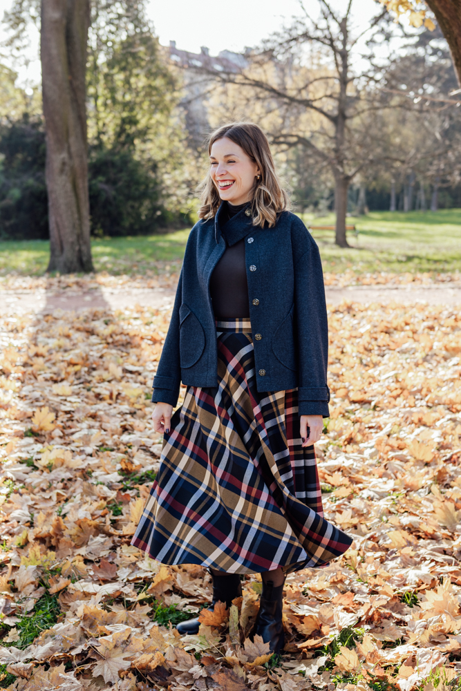 Modro-červeno-hořčicová tartanová sukně Bibi midi Velikost: S