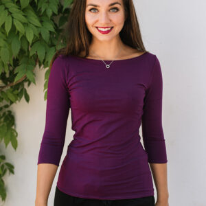 Bamboo tričko Amabile s 3/4 rukávem švestkově fialové Velikost: XS